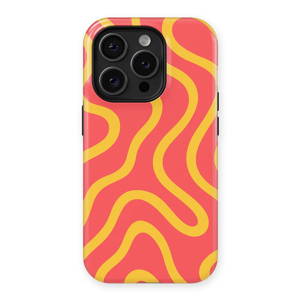 Curvy Lines - Sunburst Drift - Pink_Yellow case for iPhone 15 Pro Max - Image 1