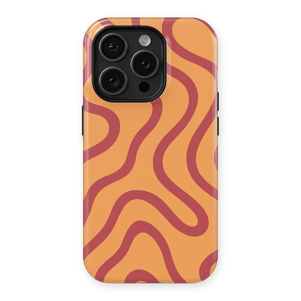 Curvy Lines - Terracotta Twist - Orange/Red for iPhone 15 Pro Max
