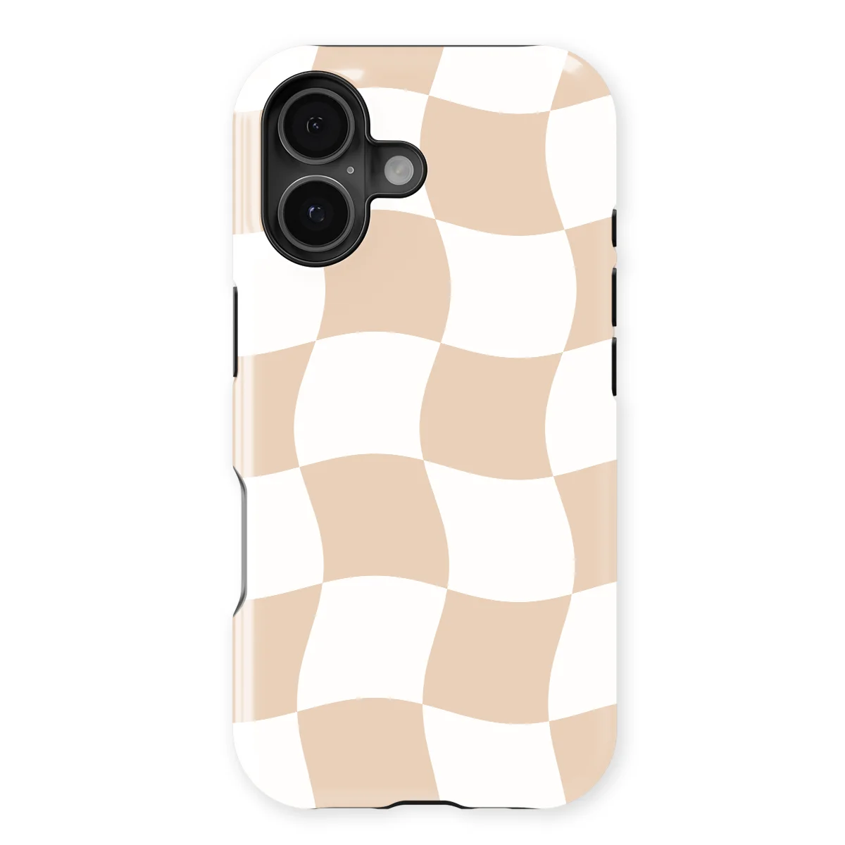 Checkered Warp - Linen Grid - Brown/White/Multicolor case for iPhone 16 - Image 1