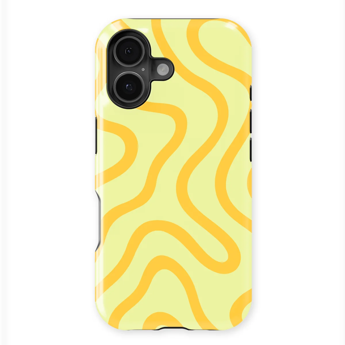 Curvy Lines - Lemon Loop - Yellow case for iPhone 16 - Image 1