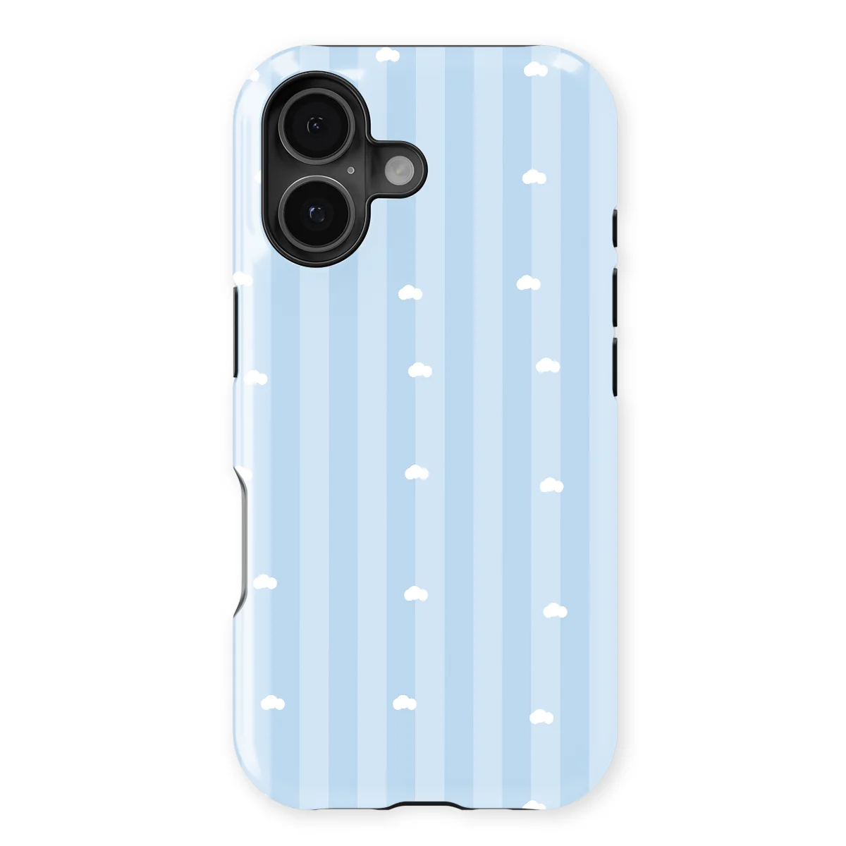 Happy Stripes - Cotton Sky - Blue case for iPhone 16 - Image 1