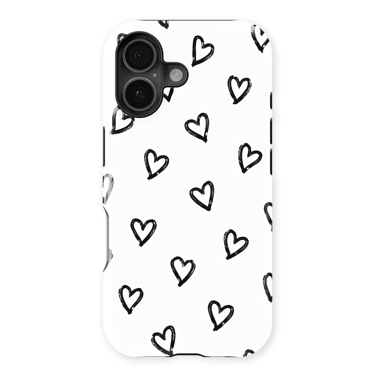 Little Love - Mono Hearts - White/Black/Multicolor case for iPhone 16 - Image 1