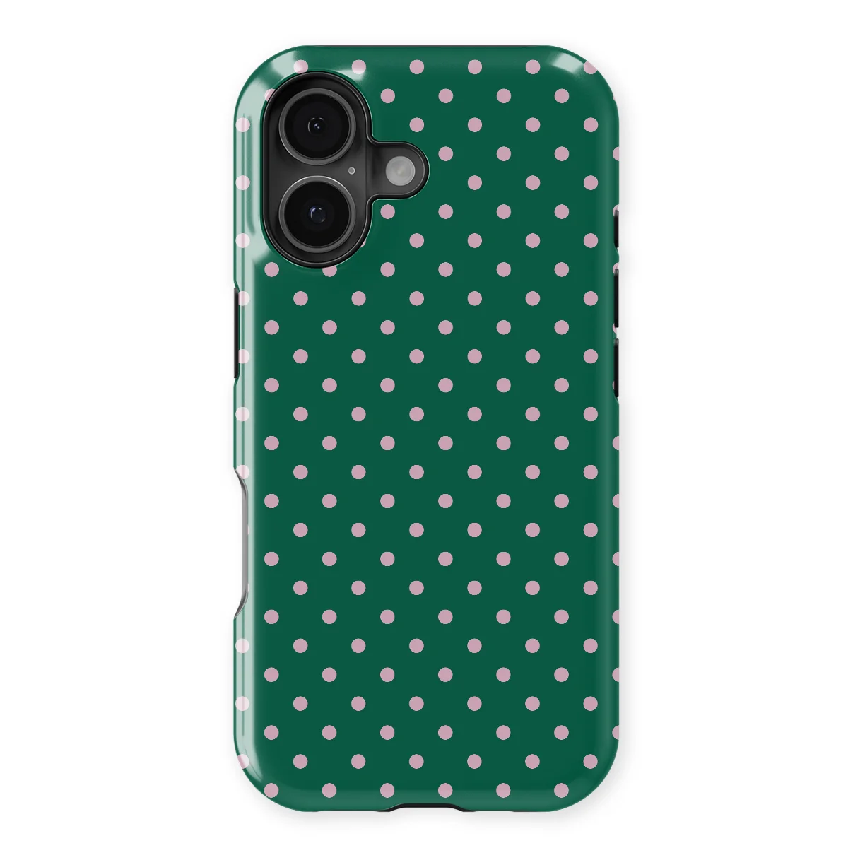 Polka Dots - Forest Blush - Green/Pink case for iPhone 16 - Image 1