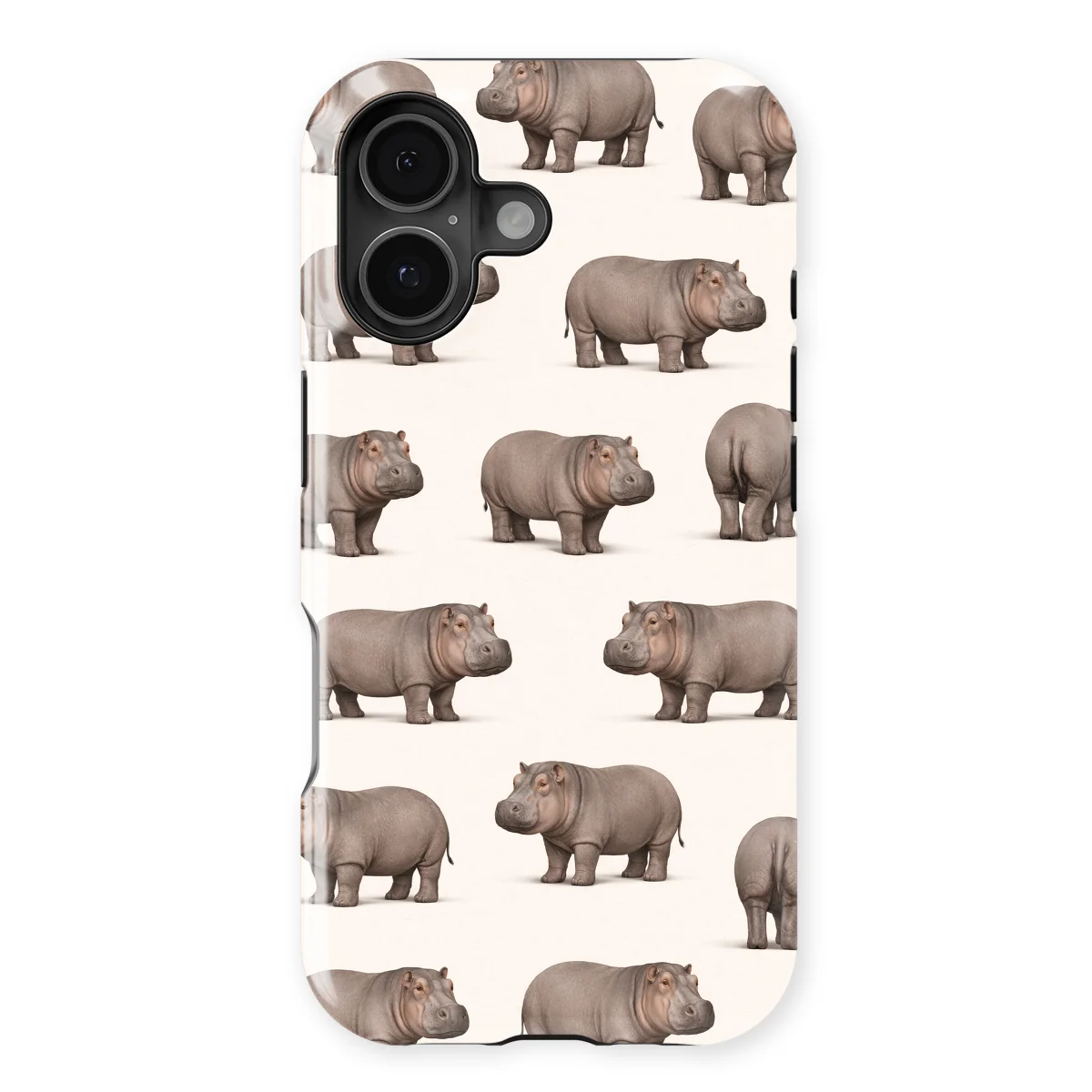 Safari - Nijlpaard - White/Grey case for iPhone 16 - Image 1
