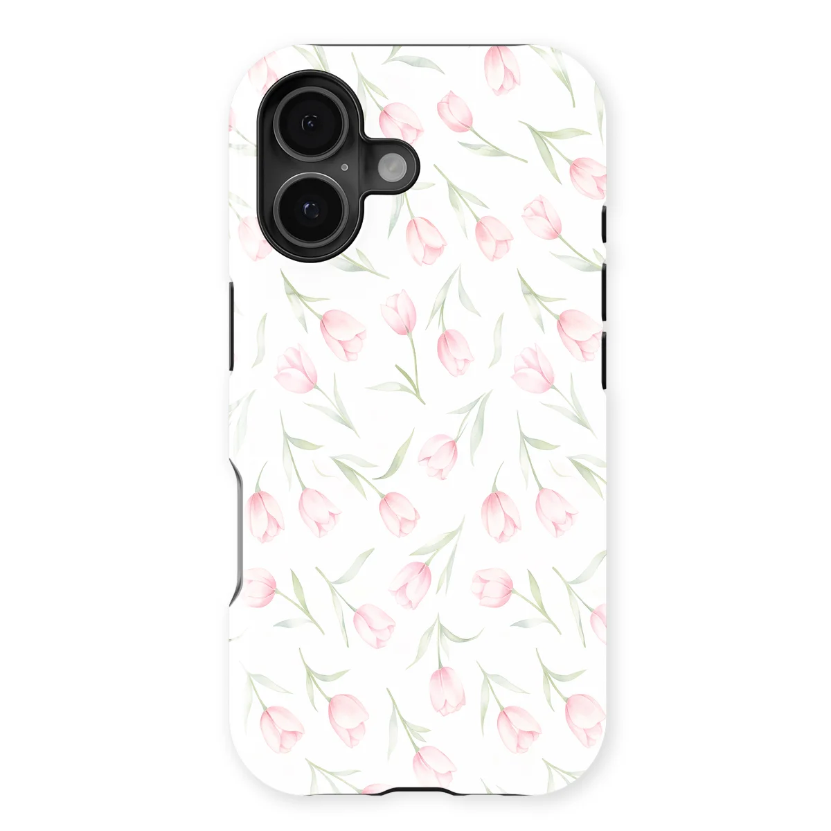 Watercolor Flowers - Soft Tulips - Pink/Green/Multicolor for iPhone 16