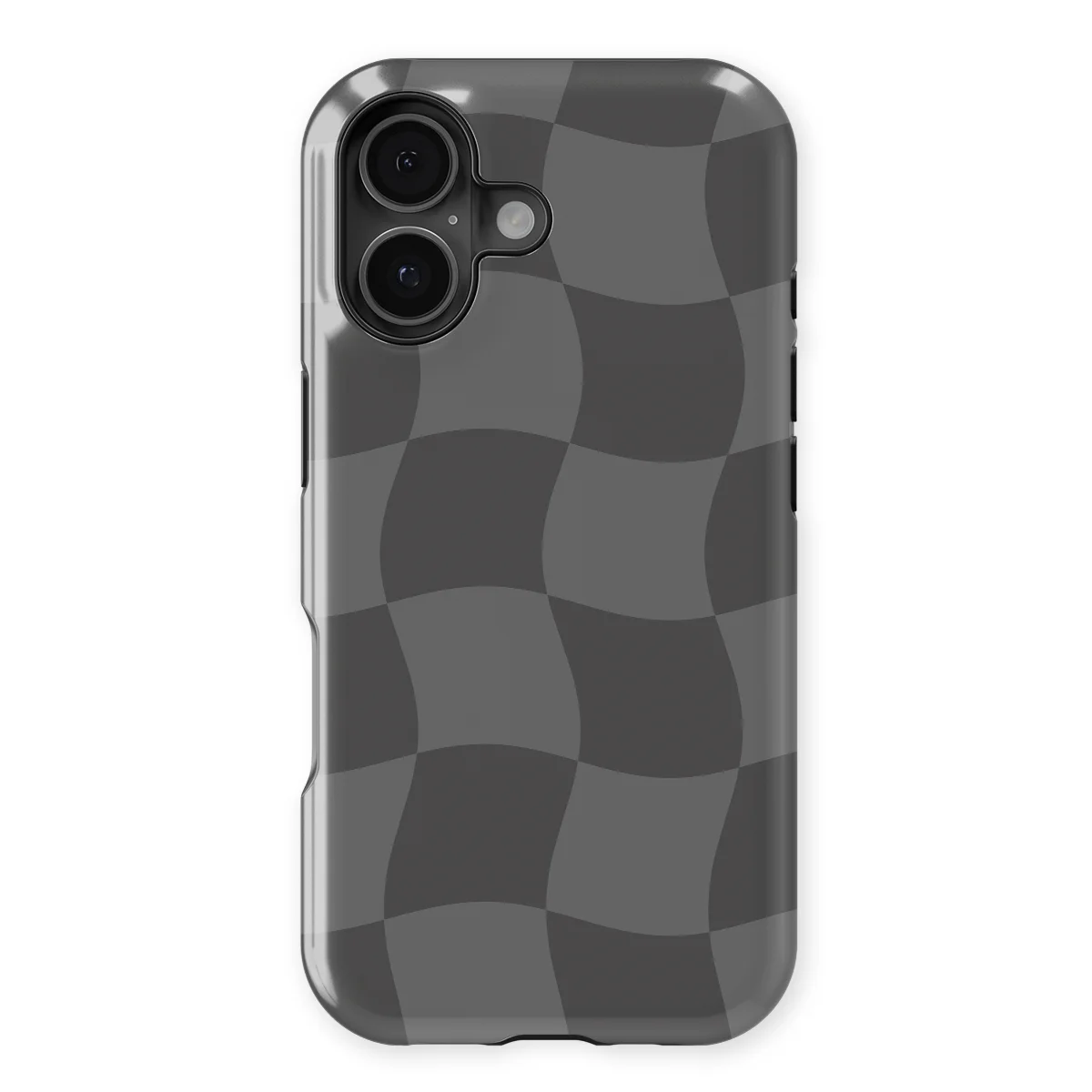 Checkered Warp - Grey Motion - Grey case for iPhone 16 Plus - Image 1