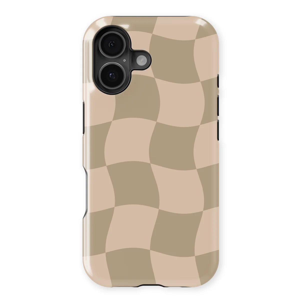 Checkered Warp - Sandwave - Brown/Grey case for iPhone 16 Plus - Image 1