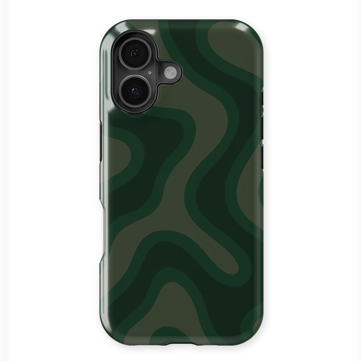 Curvy Lines - Evergreen Drift - Green case for iPhone 16 Plus - Image 1