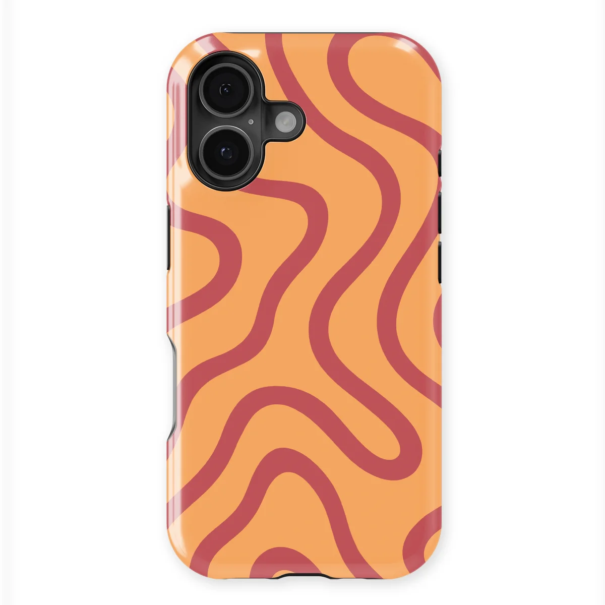Curvy Lines - Terracotta Twist - Orange/Red case for iPhone 16 Plus - Image 1