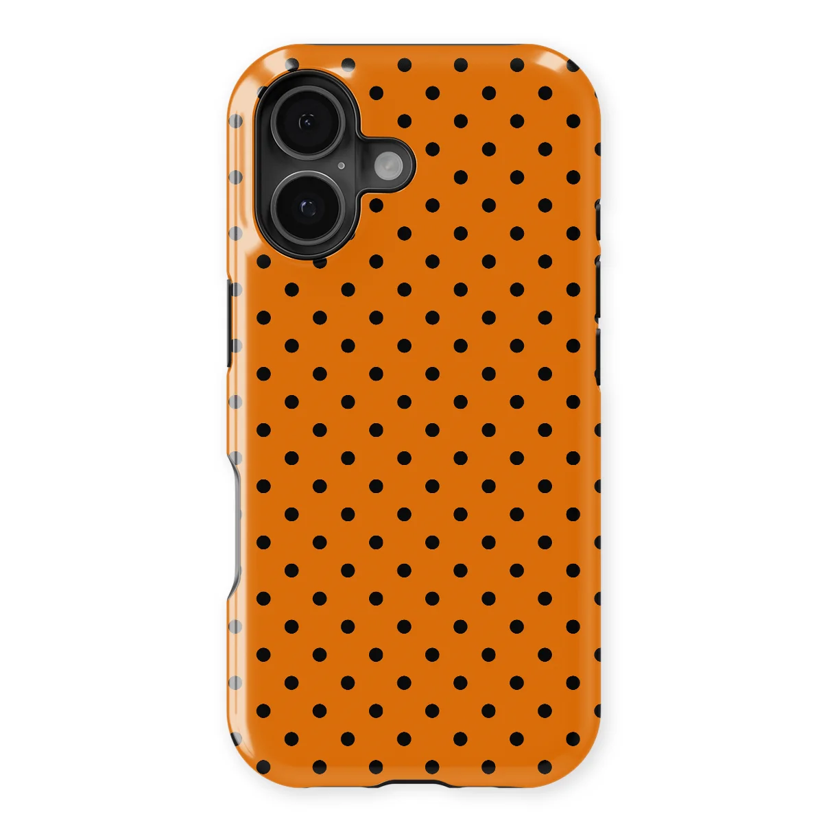 Polka Dots - Pumpkin Dots - Orange/Black case for iPhone 16 Plus - Image 1