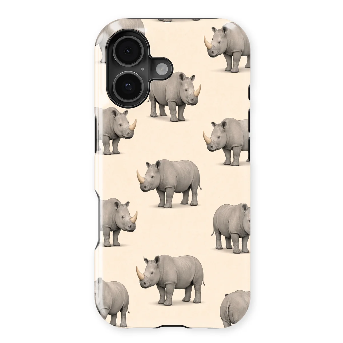 Safari - Neushoorn - White/Grey case for iPhone 16 Plus - Image 1