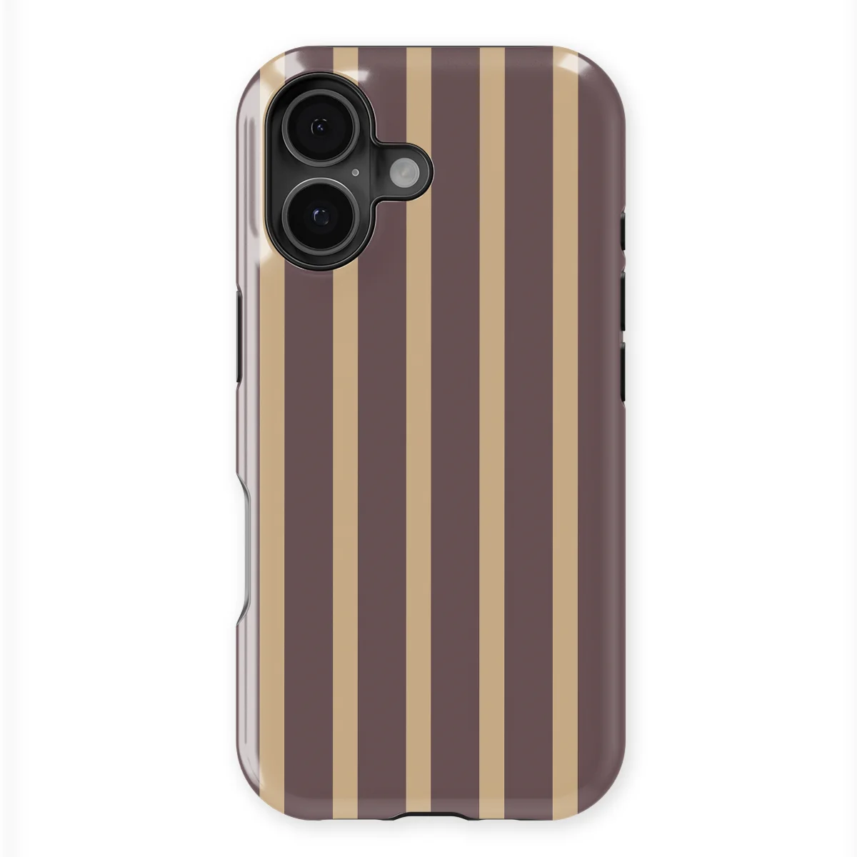 Stripes - Velvet Praline - Purple/Brown/Multicolor case for iPhone 16 Plus - Image 1