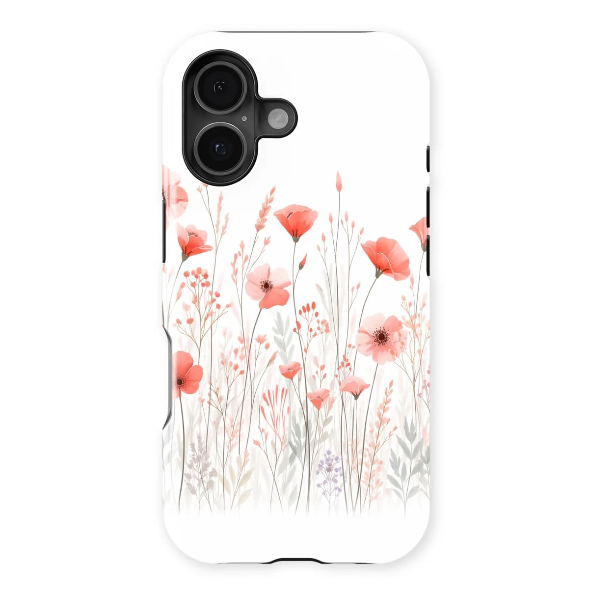 Watercolor Flowers - Blush Border - /Red/Multicolor for iPhone 16 Plus