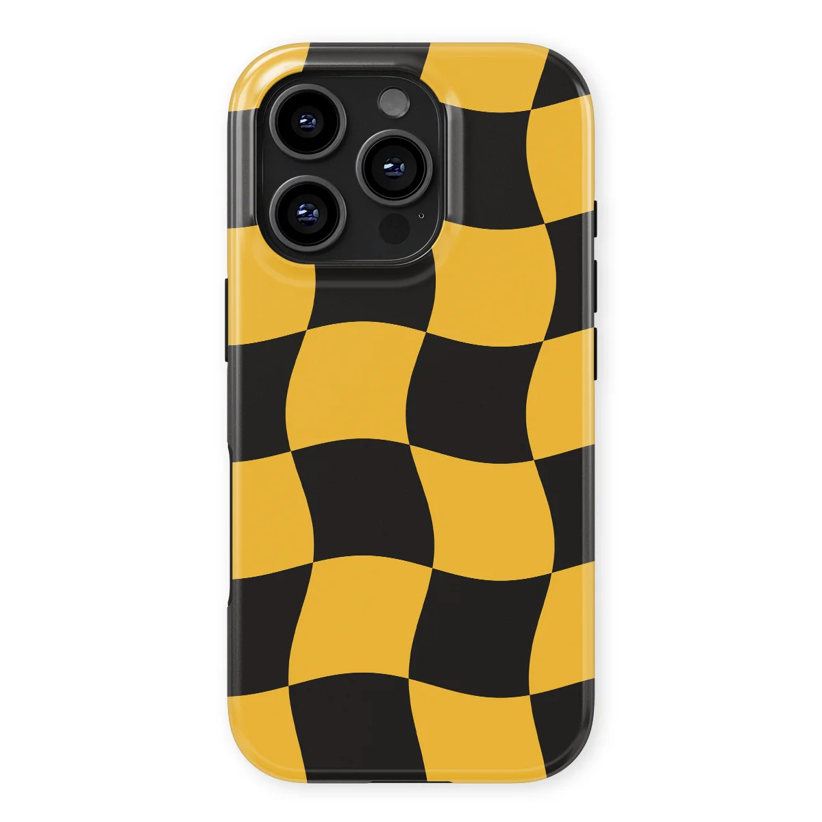 Checkered Warp - Yellow Rush - Yellow/Black/Multicolor case for iPhone 16 Pro - Image 1