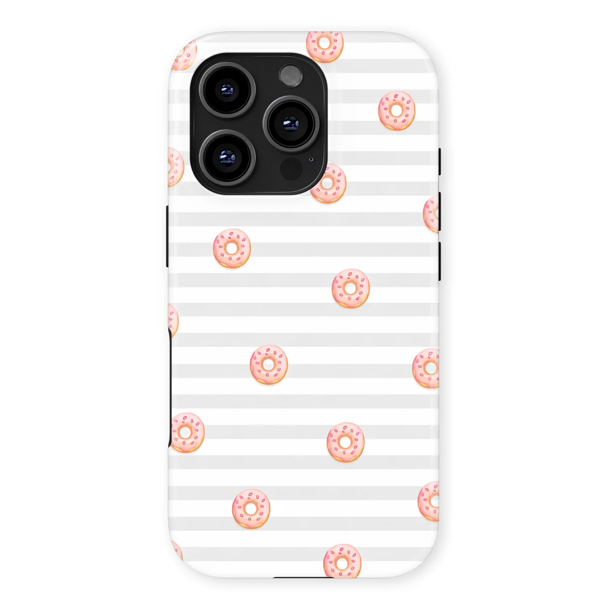 Happy Stripes - Donut Daydream - Pink/Gey/Multicolor case for iPhone 16 Pro - Image 1