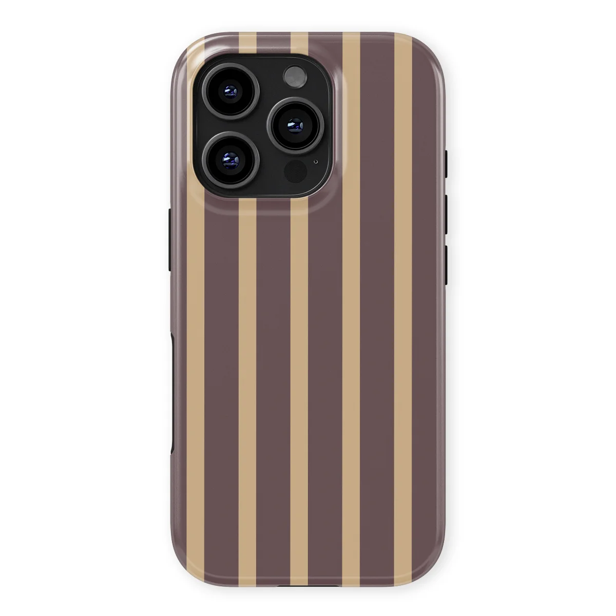 Stripes - Velvet Praline - Purple/Brown/Multicolor case for iPhone 16 Pro - Image 1