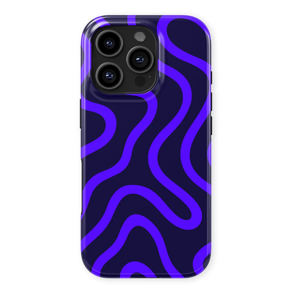 Curvy Lines - Electric Dusk - Black/Blue case for iPhone 16 Pro Max - Image 1