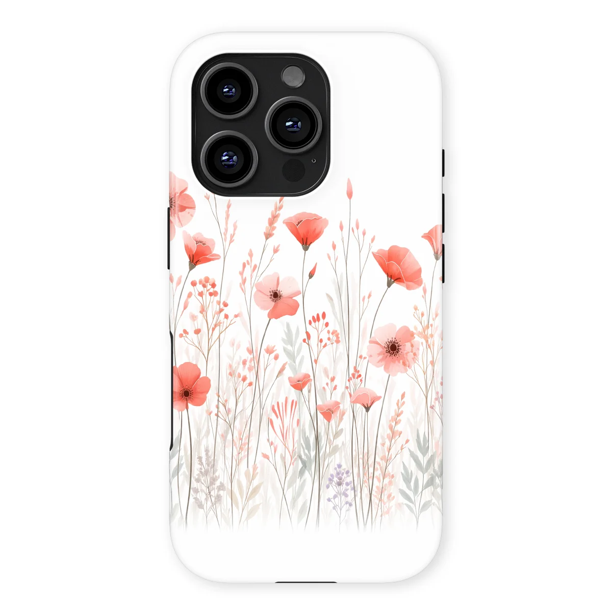 Watercolor Flowers - Blush Border - /Red/Multicolor case for iPhone 16 Pro Max - Image 1