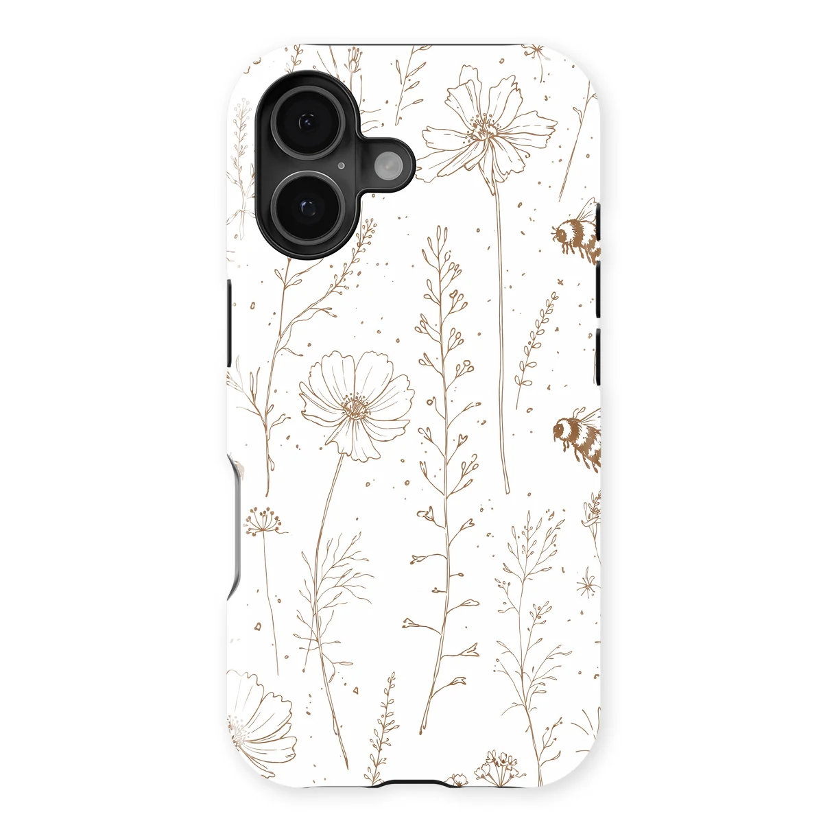 Watercolor Flowers - Meadow Sketch - Brown/White case for iPhone 17 - Image 1