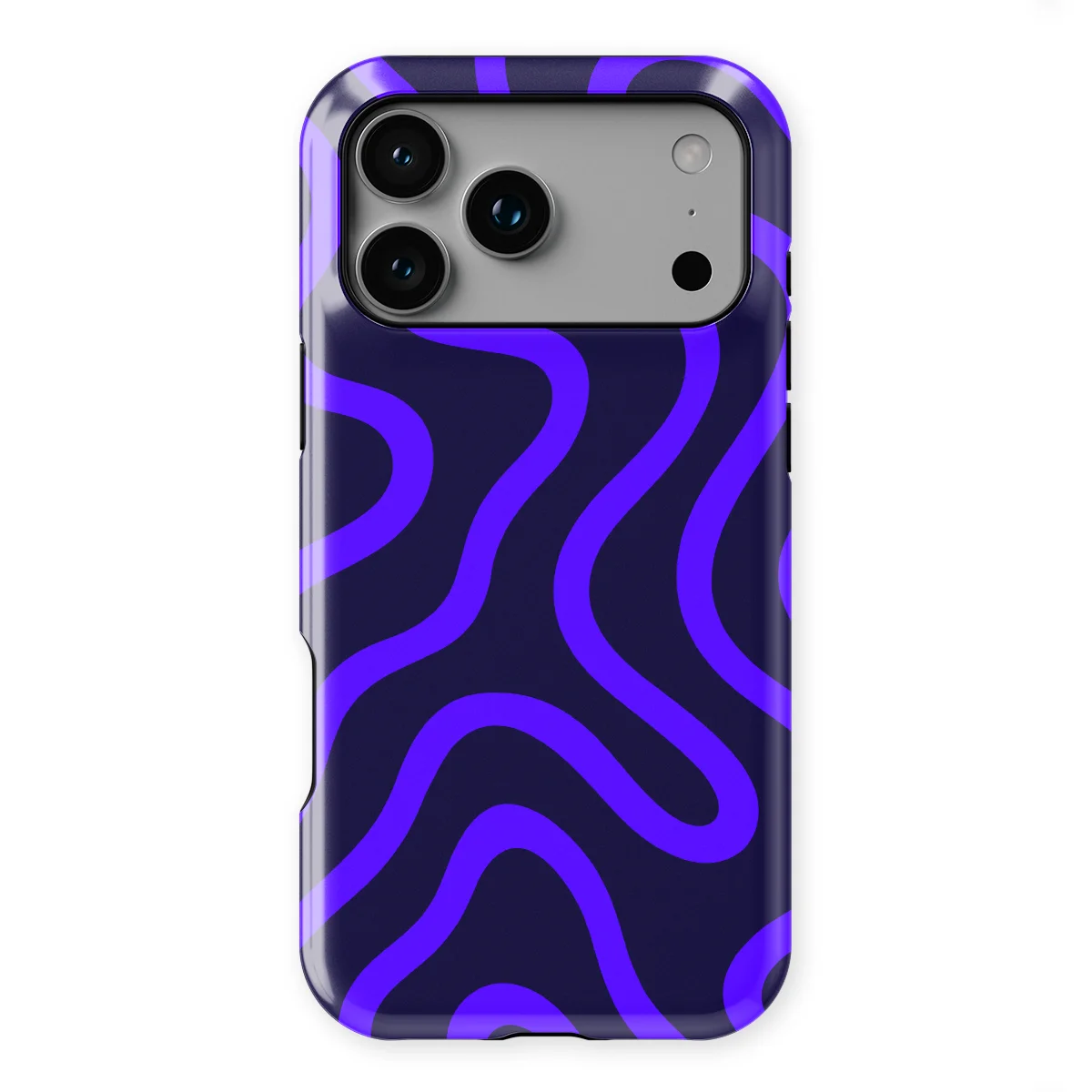 Curvy Lines - Electric Dusk - Black/Blue case for iPhone 17 Pro - Image 1