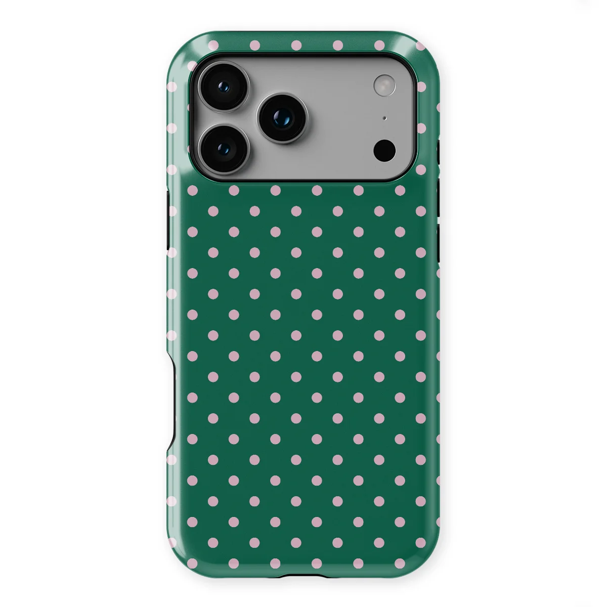 Polka Dots - Forest Blush - Green/Pink case for iPhone 17 Pro - Image 1