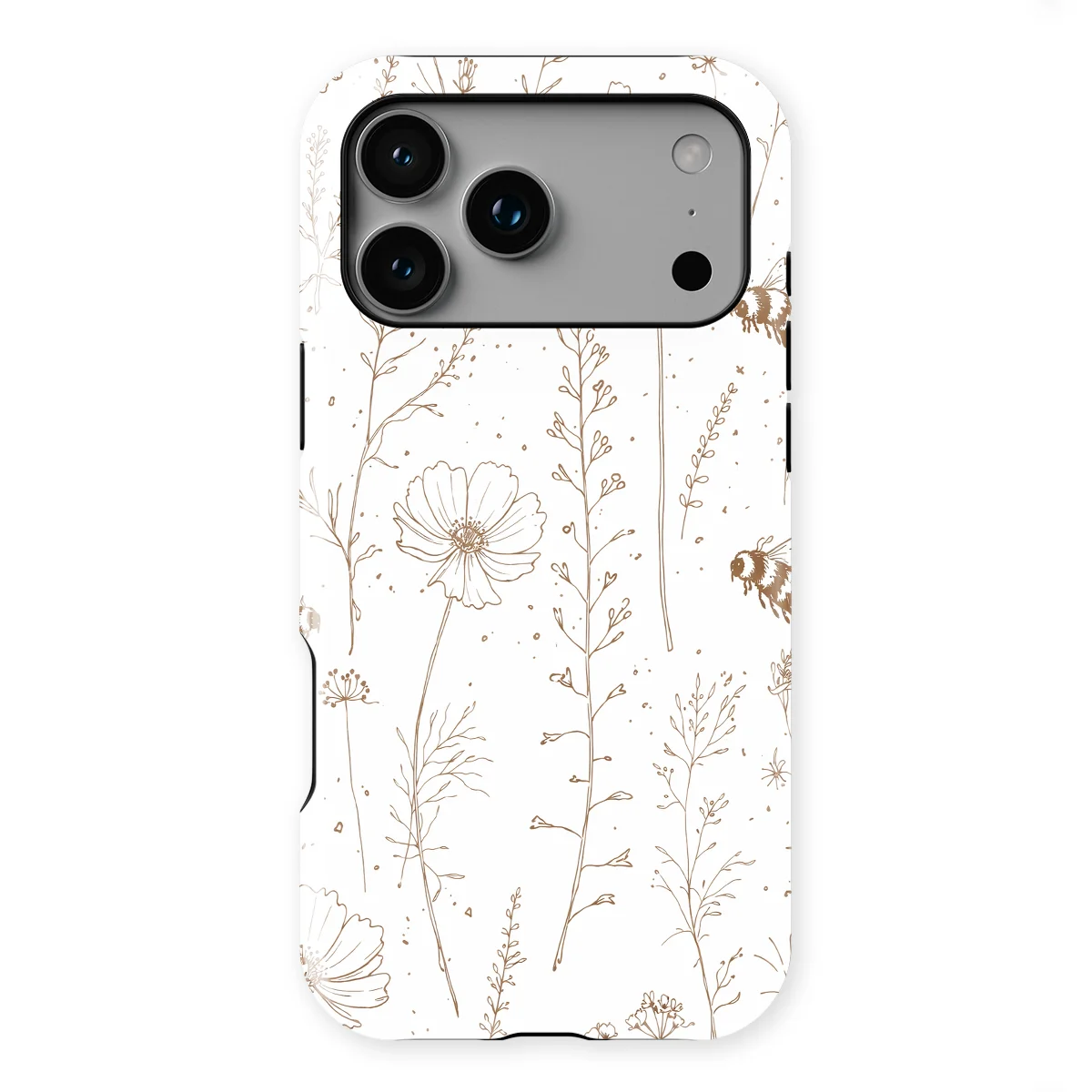 Watercolor Flowers - Meadow Sketch - Brown/White case for iPhone 17 Pro - Image 1