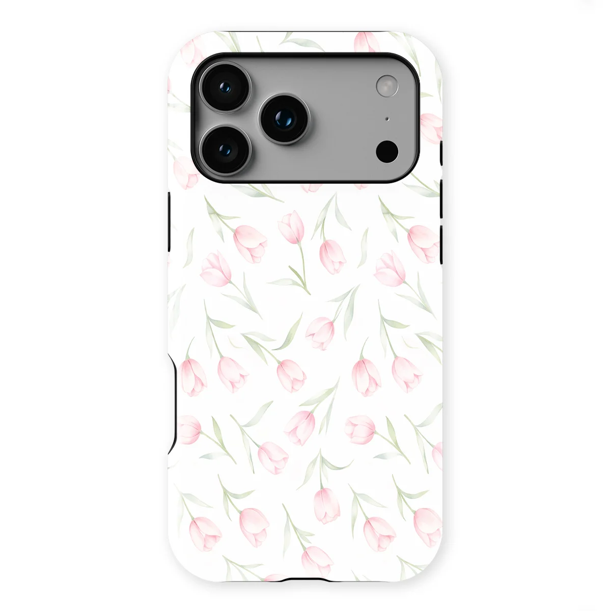 Watercolor Flowers - Soft Tulips - Pink/Green/Multicolor case for iPhone 17 Pro - Image 1