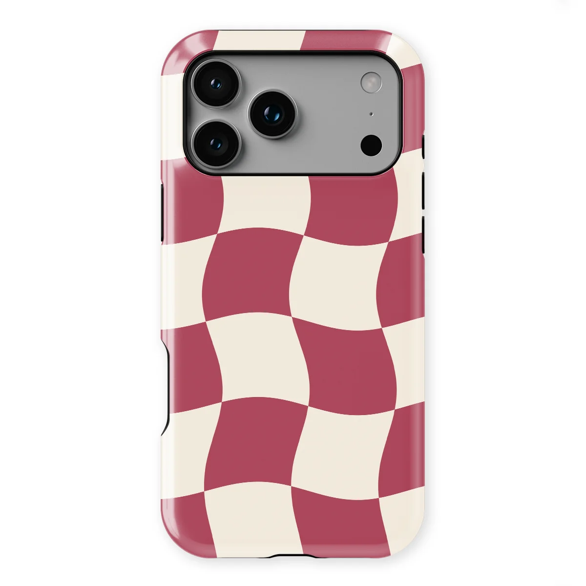 Checkered Warp - Crimson Wave - Red/White/Multicolor case for iPhone 17 Pro Max - Image 1