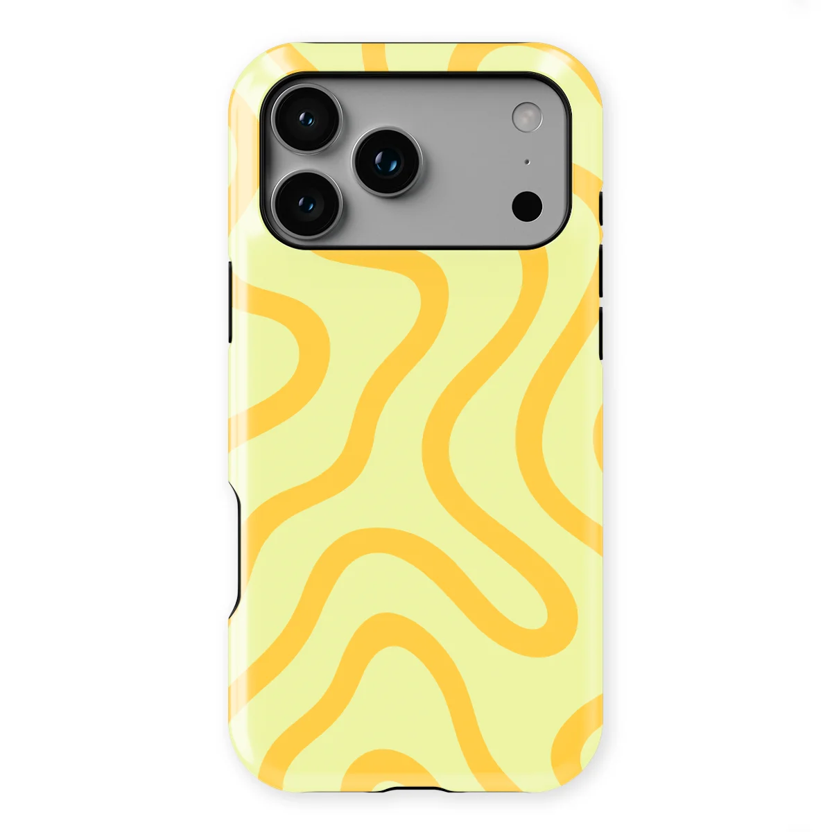Curvy Lines - Lemon Loop - Yellow case for iPhone 17 Pro Max - Image 1