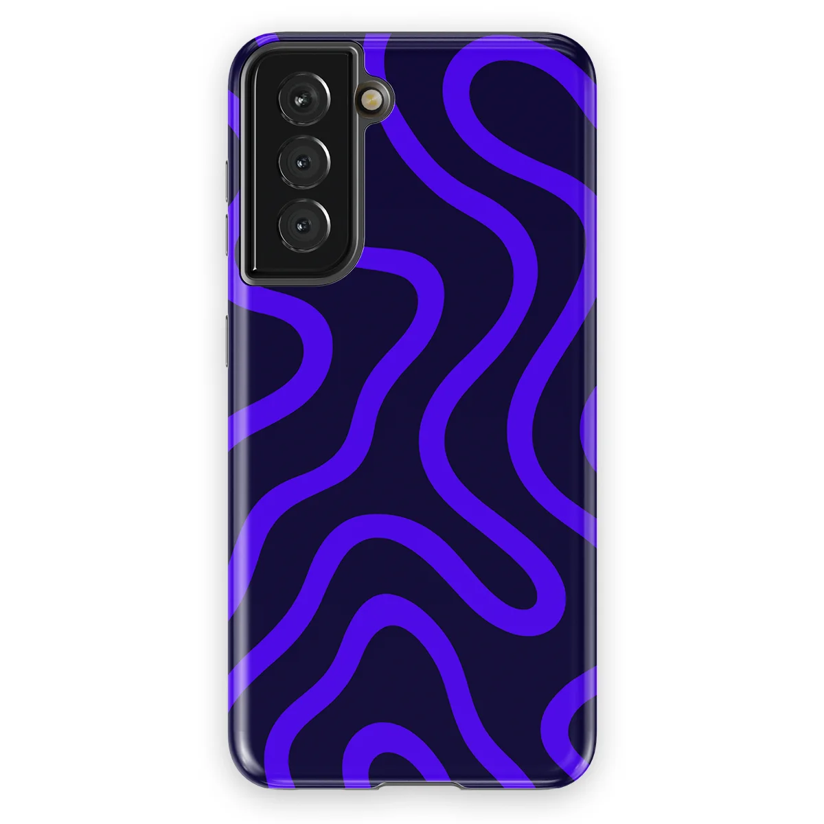 Curvy Lines - Electric Dusk - Black/Blue case for Galaxy S21 FE - Image 1