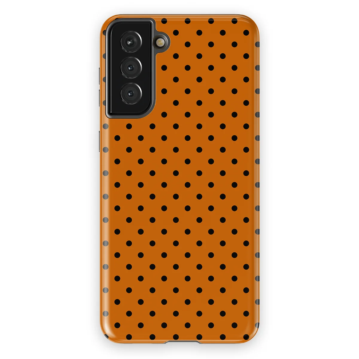 Polka Dots - Pumpkin Dots - Orange/Black case for Galaxy S21 Plus - Image 1