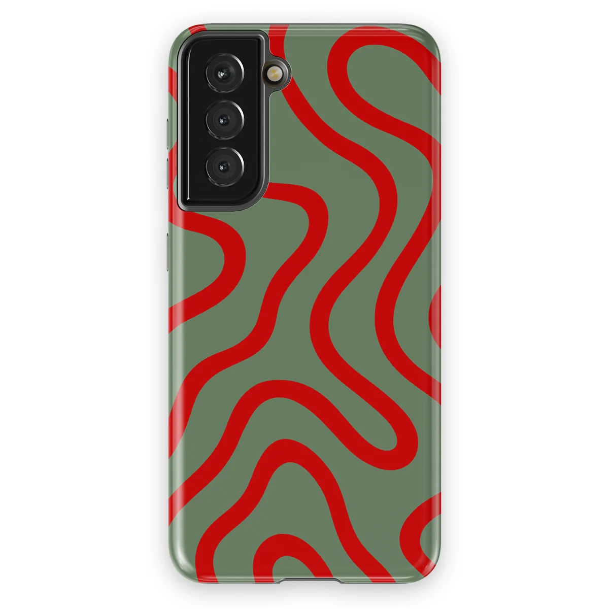 Curvy Lines - Crimson Terrain - Green/Red case for Galaxy S21 - Image 1