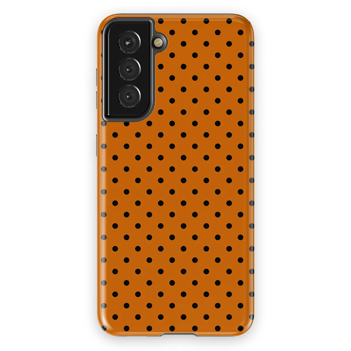 Polka Dots - Pumpkin Dots - Orange/Black case for Galaxy S21 - Image 1