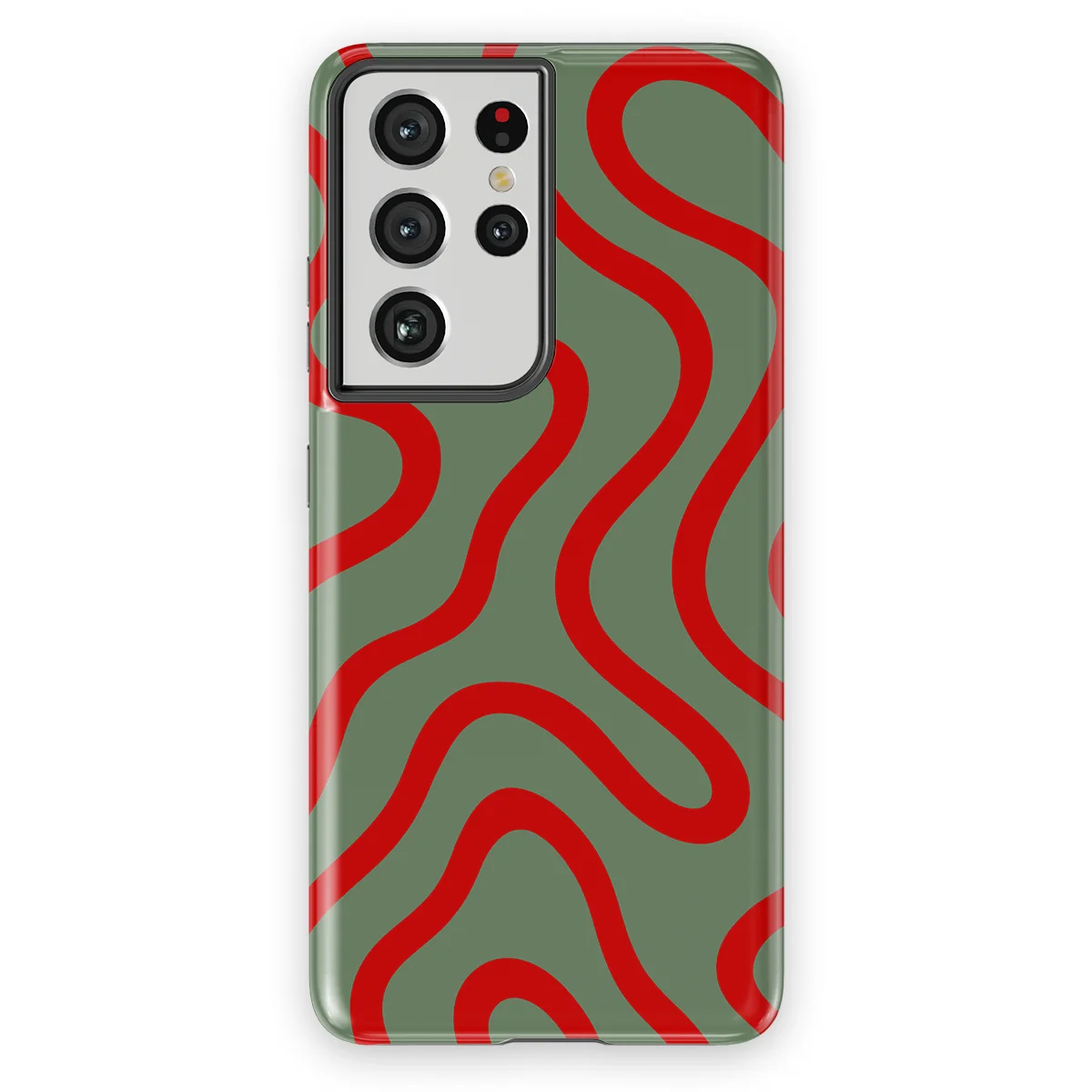 Curvy Lines - Crimson Terrain - Green/Red for Galaxy S21 Ultra