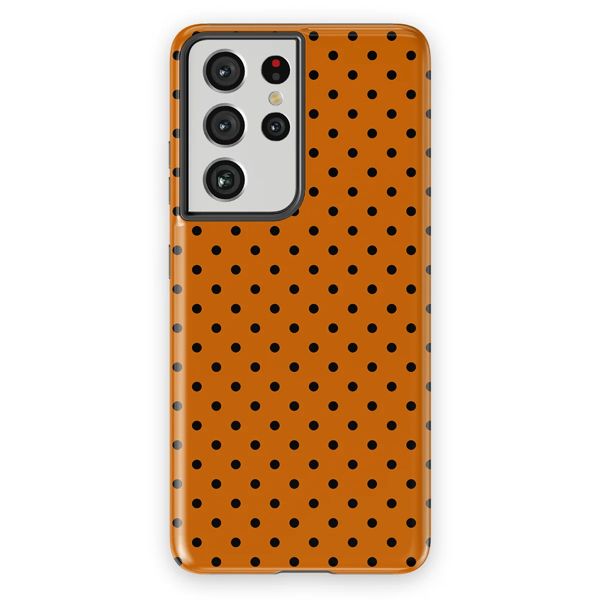 Polka Dots - Pumpkin Dots - Orange/Black case for Galaxy S21 Ultra - Image 1