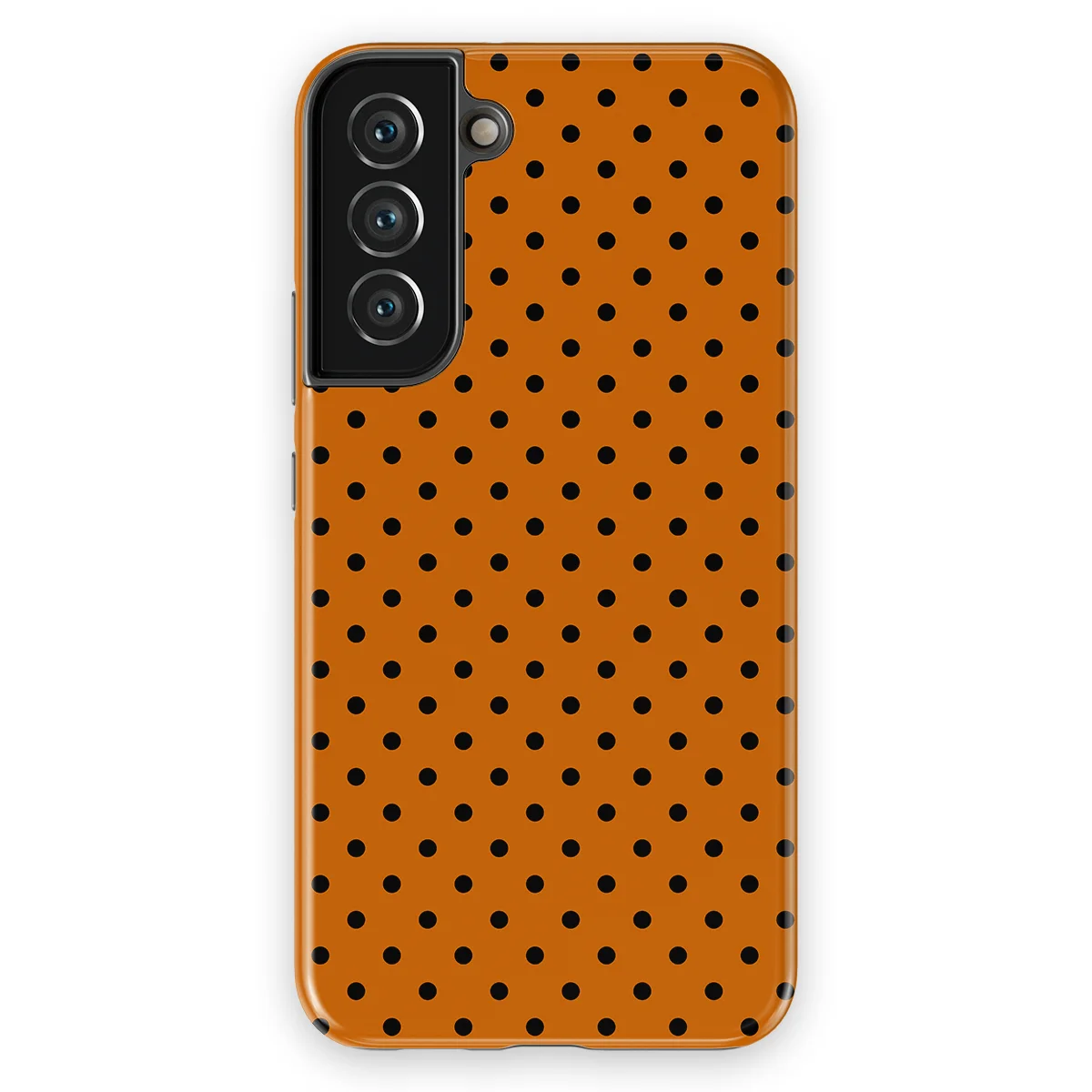 Polka Dots - Pumpkin Dots - Orange/Black case for Galaxy S22 Plus - Image 1