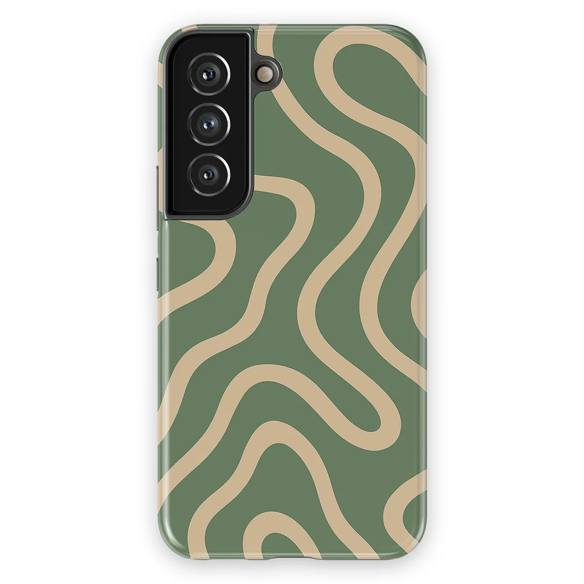 Curvy Lines - Olive Drift - Green/Beige case for Galaxy S22 - Image 1