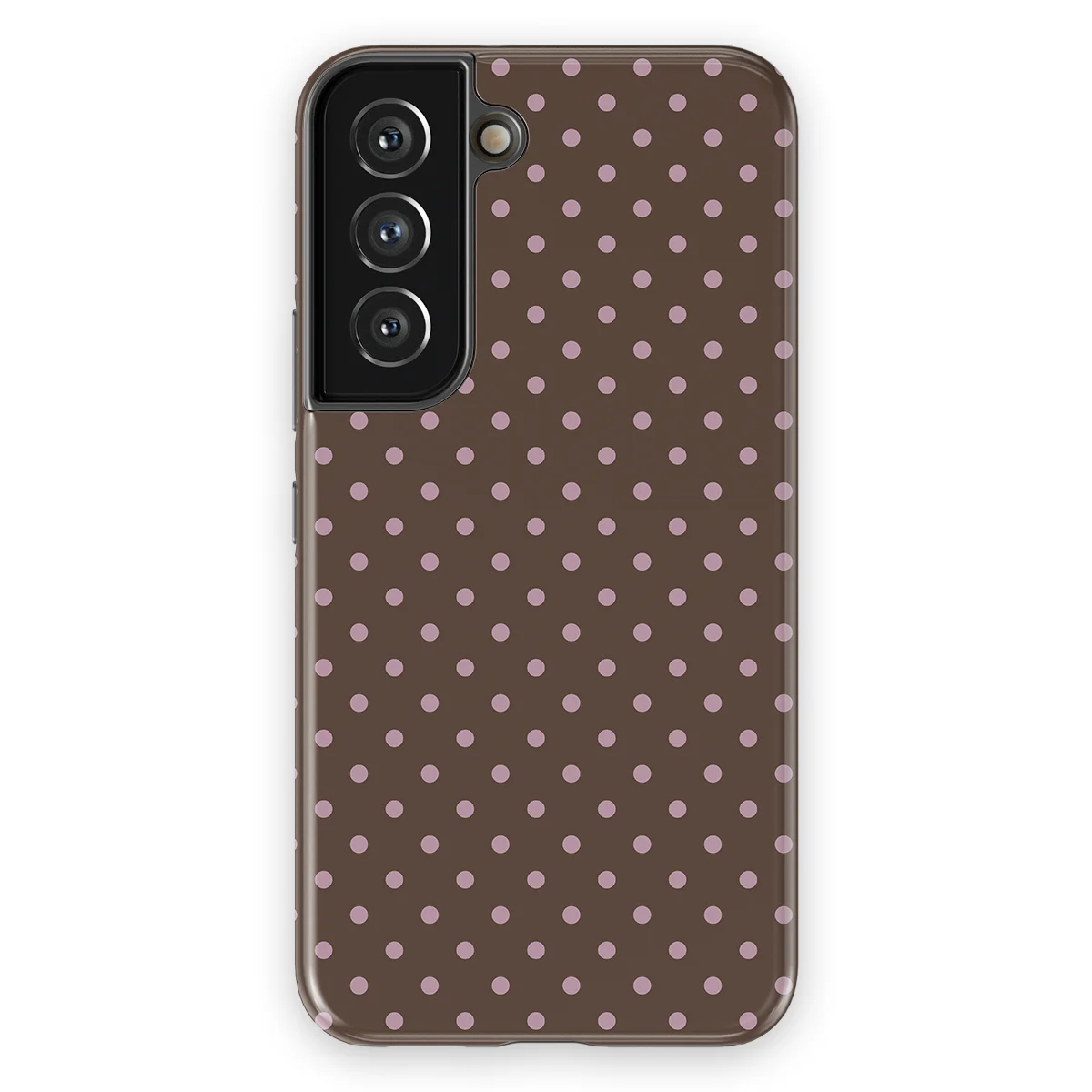 Polka Dots - Choco Blush - Brown/Pink case for Galaxy S22 - Image 1