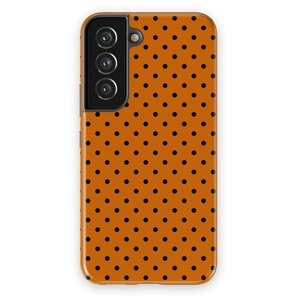 Polka Dots - Pumpkin Dots - Orange/Black case for Galaxy S22 - Image 1