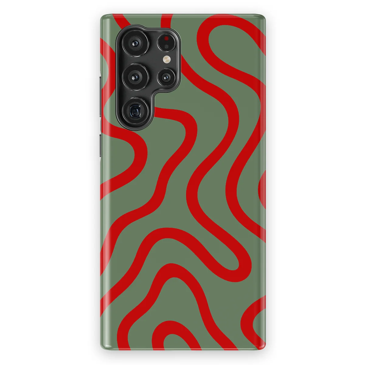 Curvy Lines - Crimson Terrain - Green/Red case for Galaxy S22 Ultra - Image 1