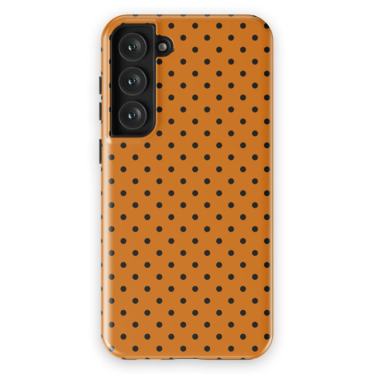 Polka Dots - Pumpkin Dots - Orange/Black case for Galaxy S23 Plus - Image 1