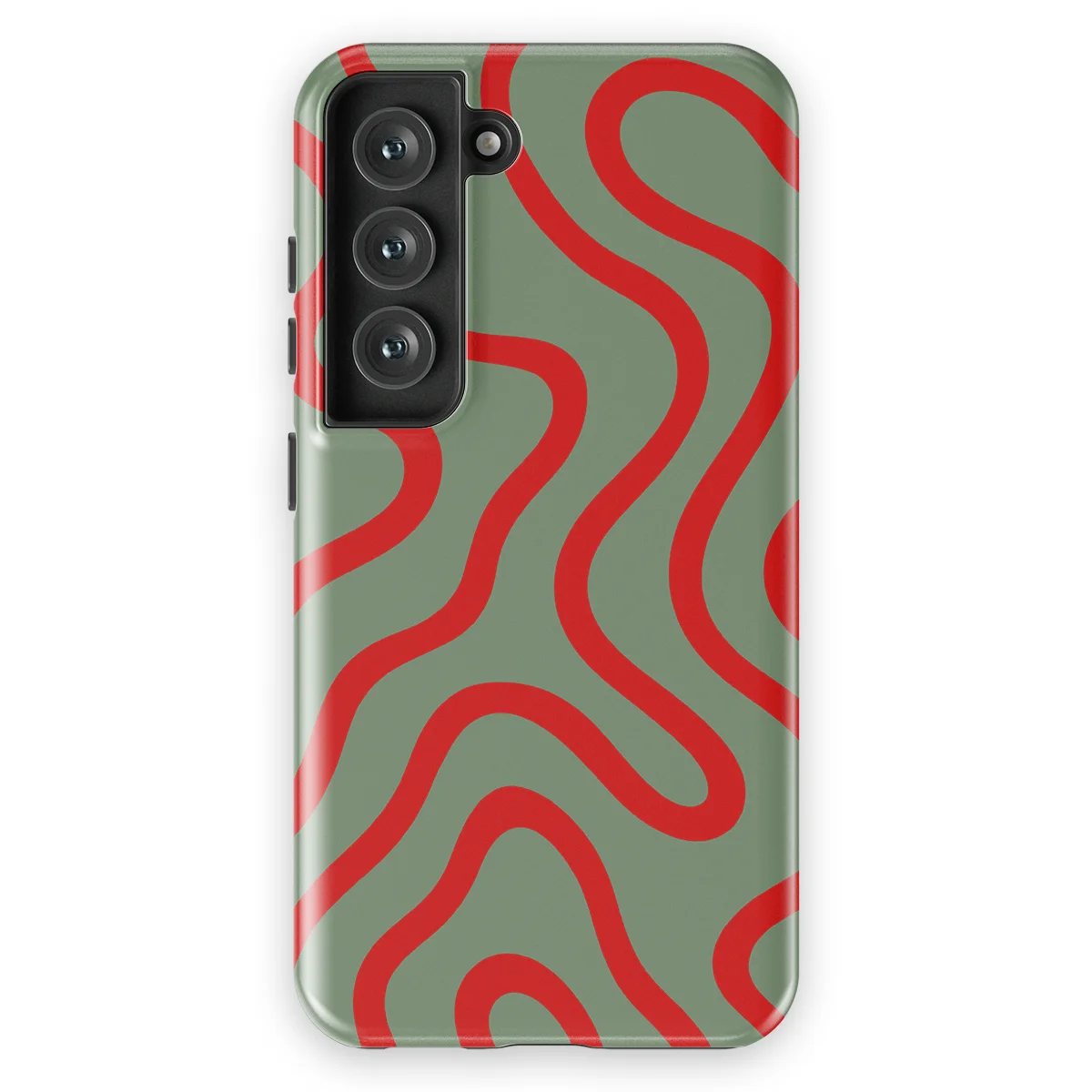 Curvy Lines - Crimson Terrain - Green/Red for Galaxy S23