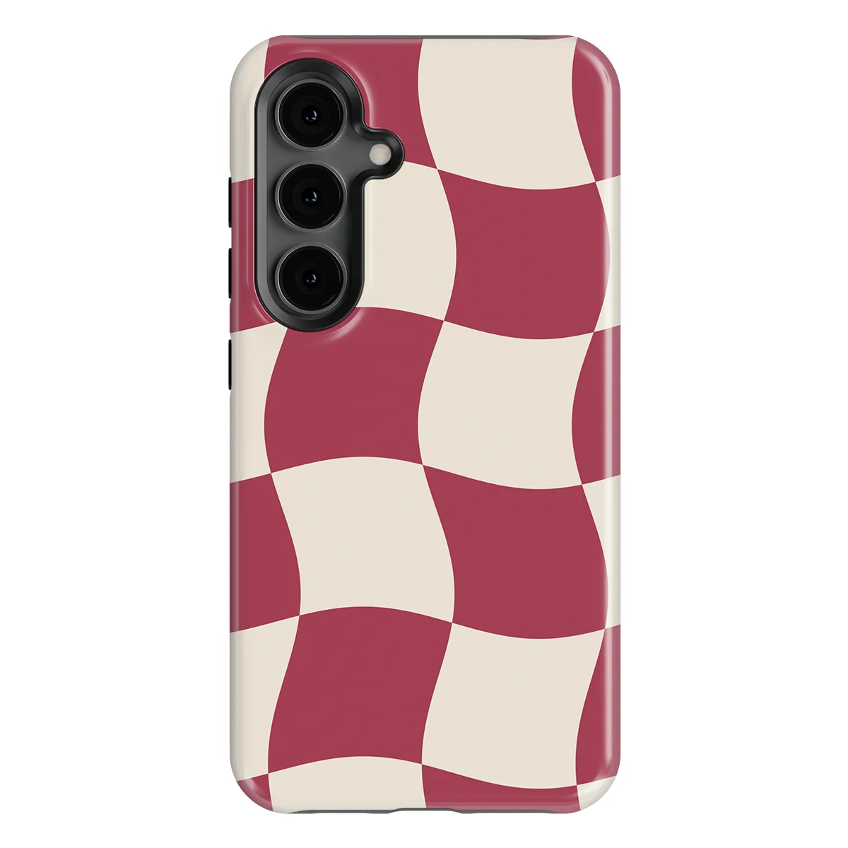 Checkered Warp - Crimson Wave - Red/White/Multicolor case for Galaxy S24 FE - Image 1