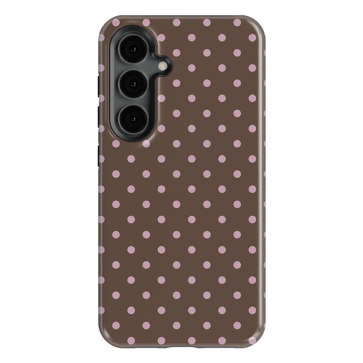 Polka Dots - Choco Blush - Brown/Pink case for Galaxy S24 FE - Image 1