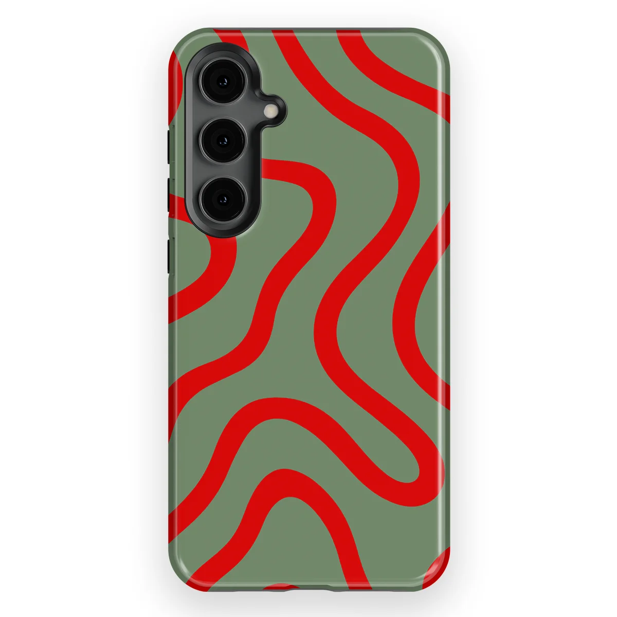 Curvy Lines - Crimson Terrain - Green/Red for Galaxy S24 Plus
