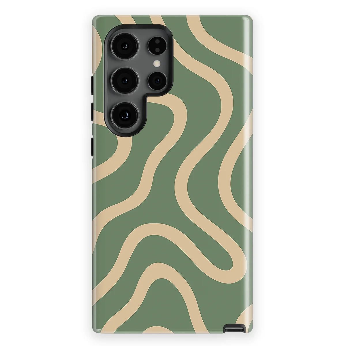 Curvy Lines - Olive Drift - Green/Beige case for Galaxy S24 Ultra - Image 1