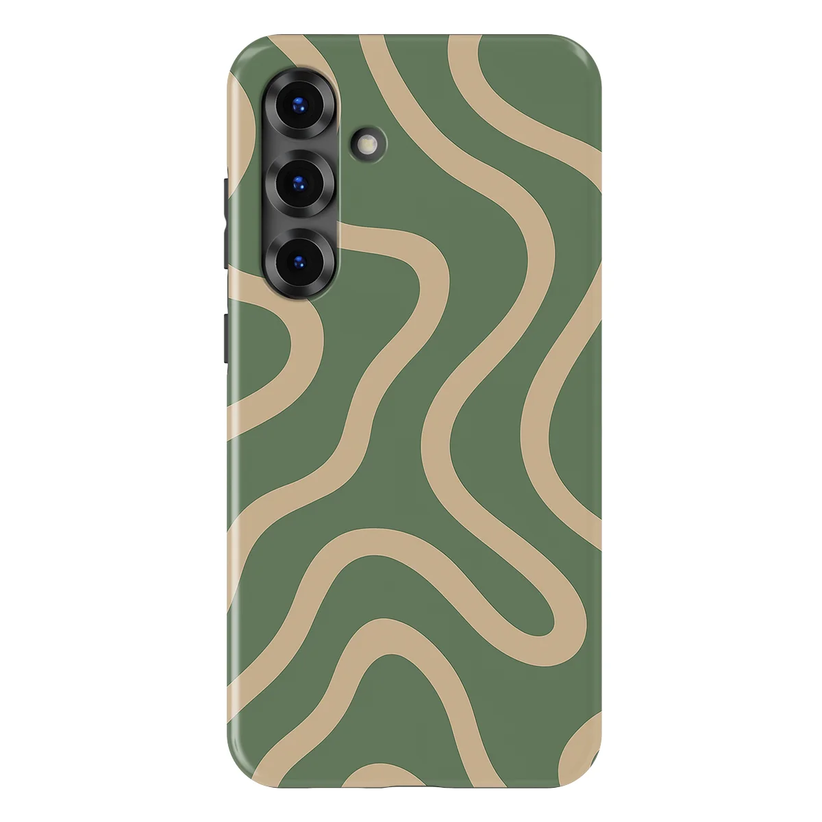 Curvy Lines - Olive Drift - Green/Beige case for Galaxy S25 Plus - Image 1