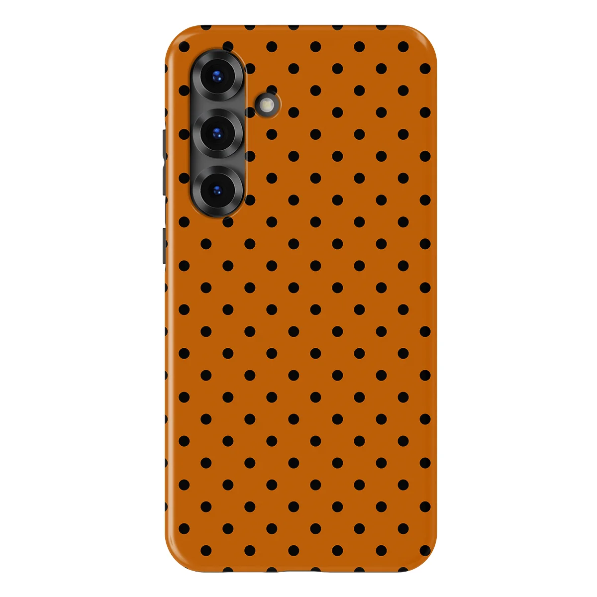 Polka Dots - Pumpkin Dots - Orange/Black case for Galaxy S25 Plus - Image 1