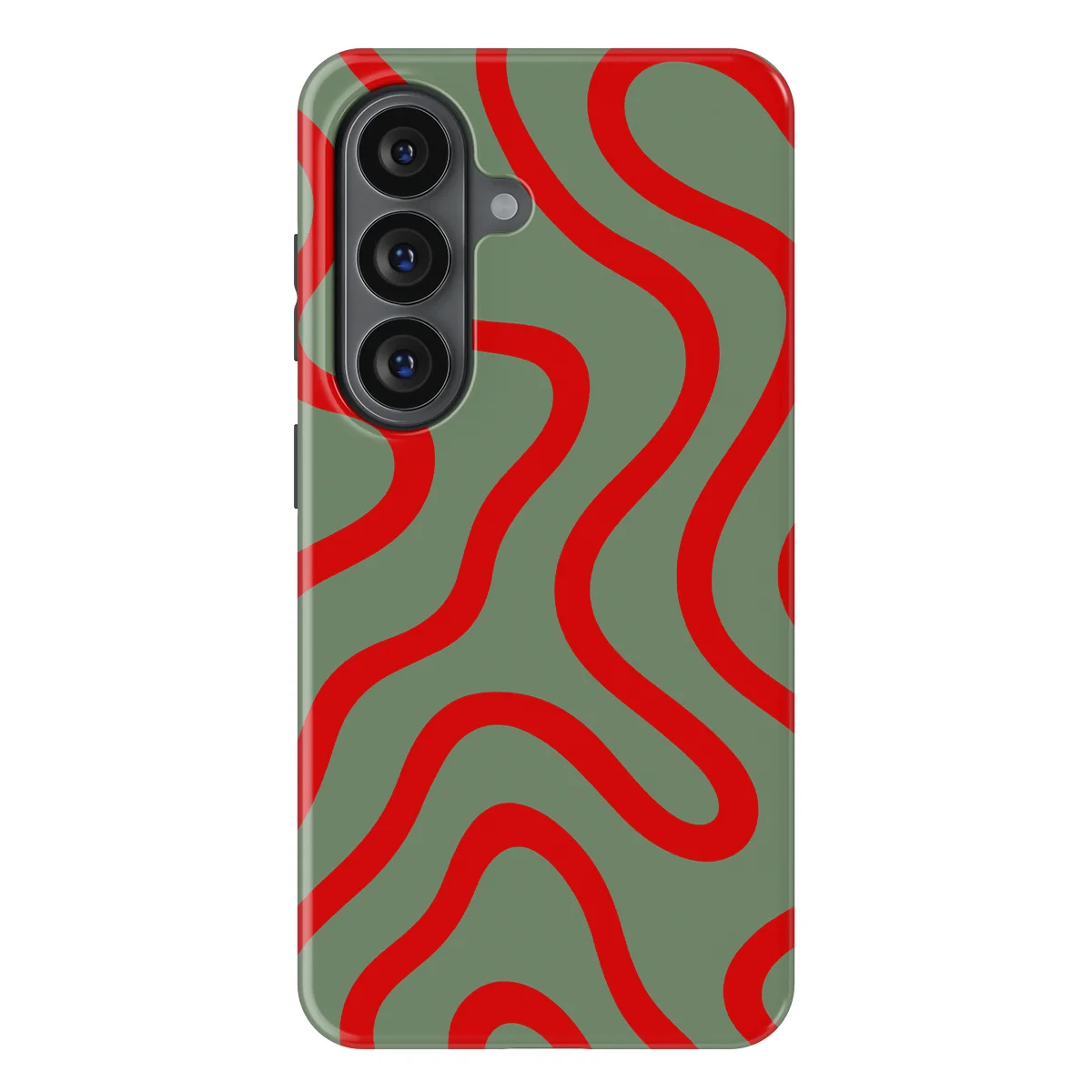 Curvy Lines - Crimson Terrain - Green/Red case for Galaxy S26 Plus - Image 1