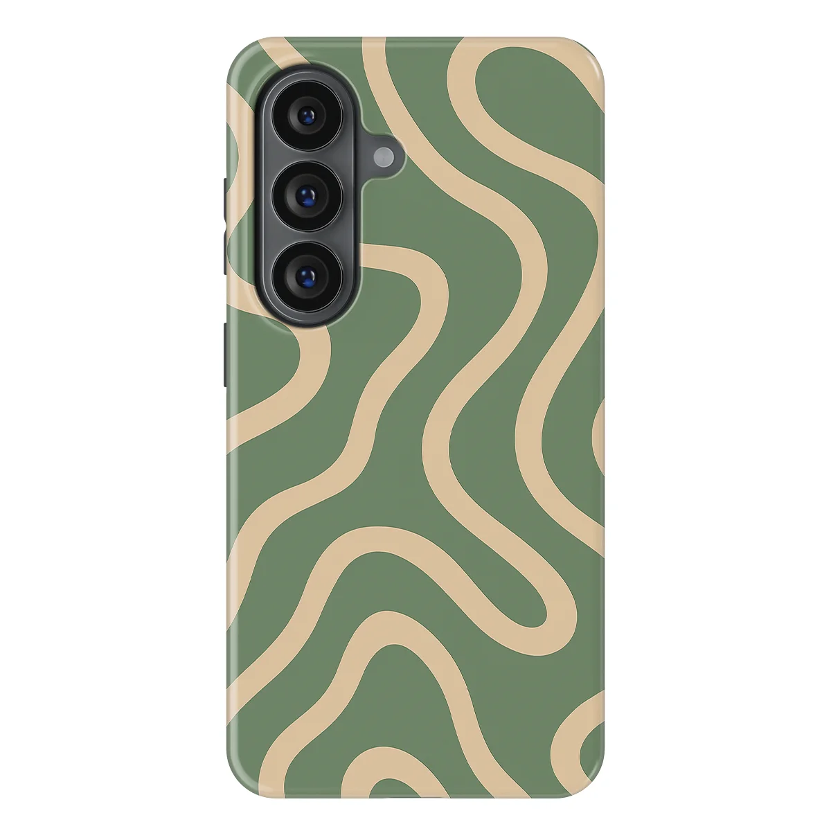 Curvy Lines - Olive Drift - Green/Beige case for Galaxy S26 - Image 1